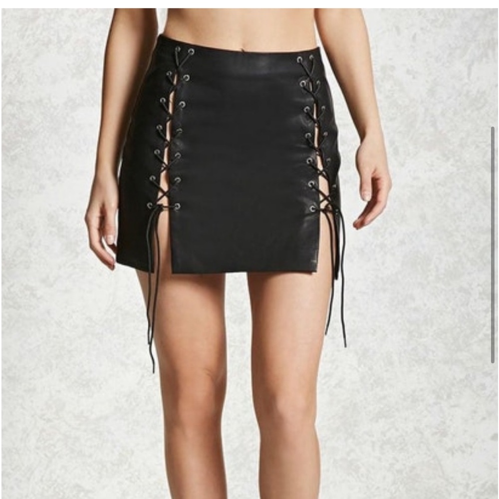 Black Leather like Skirt